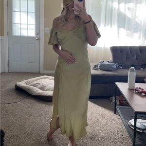 Green bridesmaid or wedding guest dress